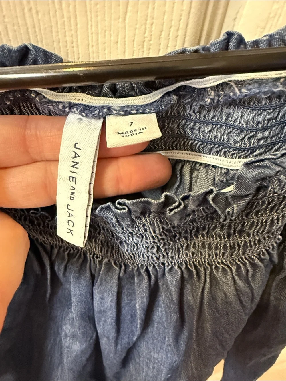 Janie and Jack Navy Denim Ruffle Strap Tank